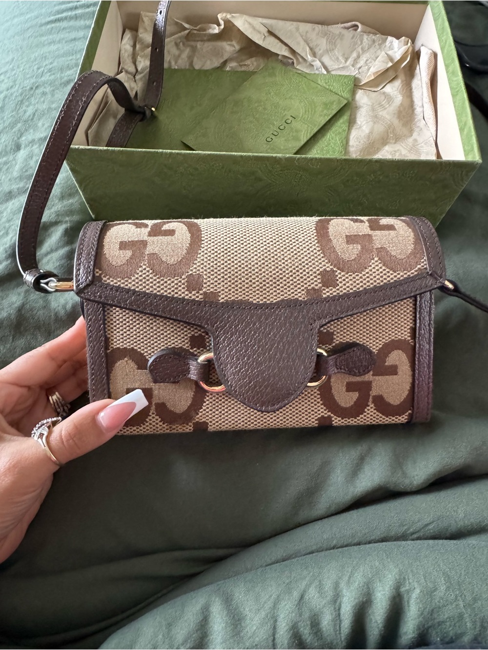 Gucci Beige and Brown GG Canvas Crossbody Bag
